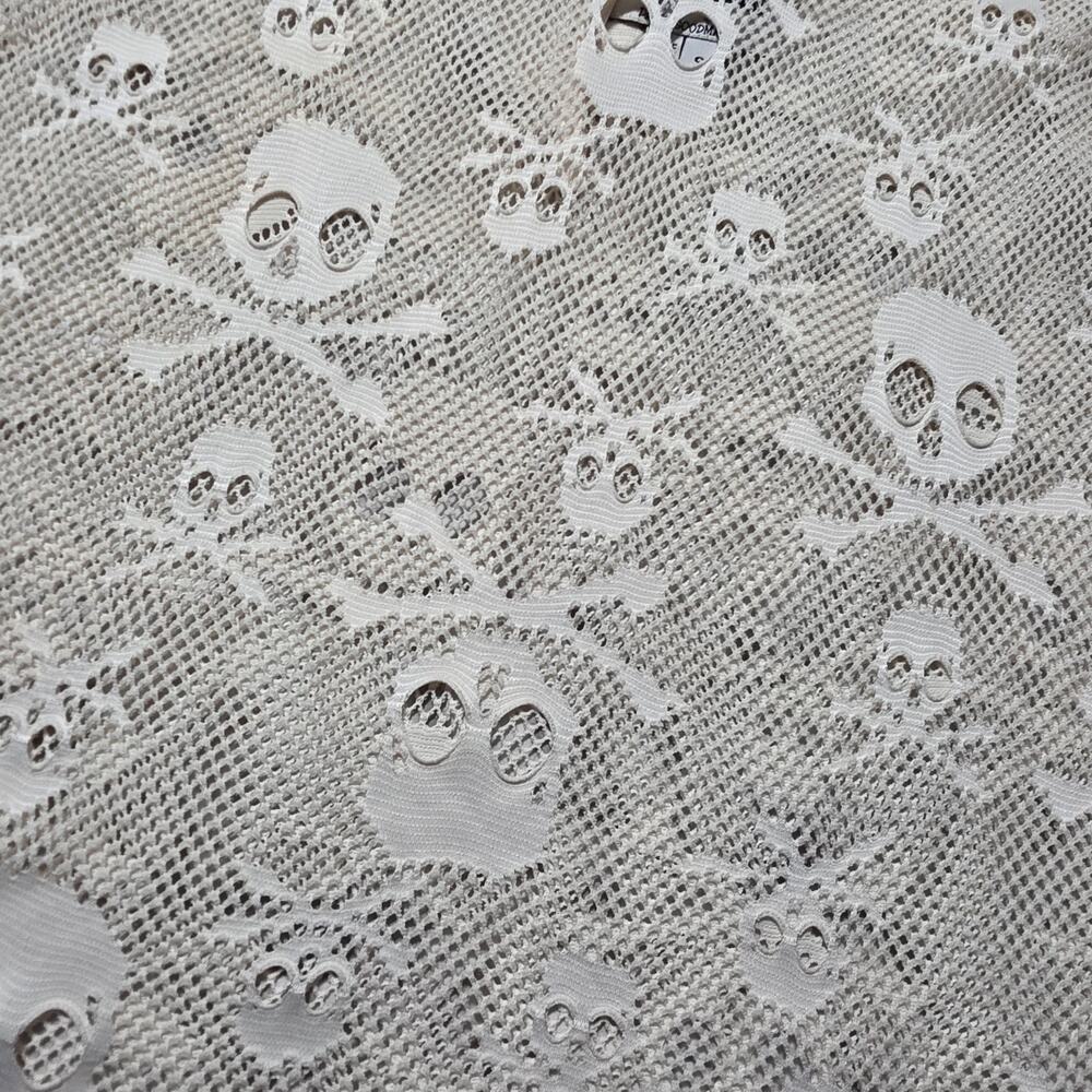White Skull Mesh Long-Sleeve Top - Picture 4 of 8